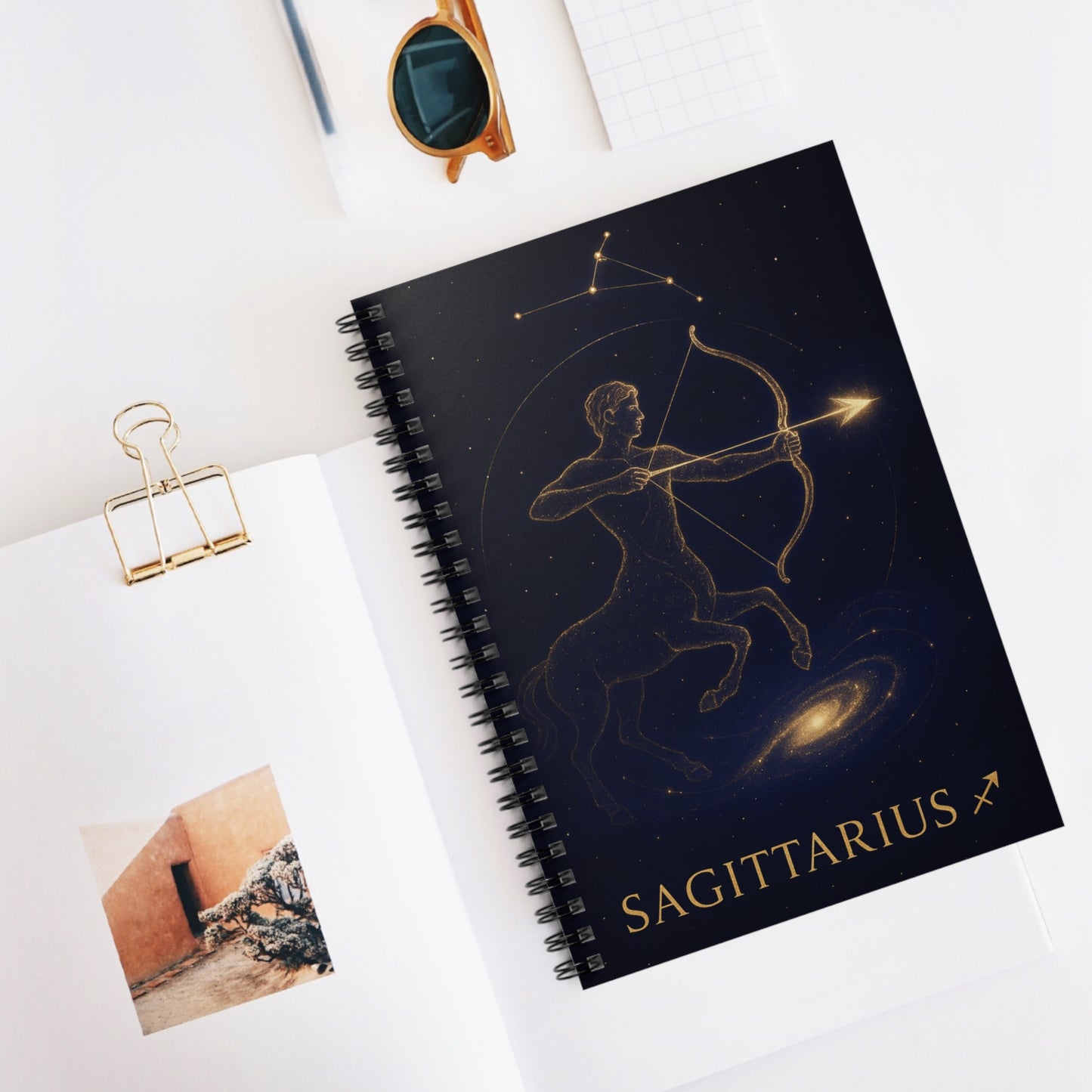 Sagittarius Zodiac Galaxy Spiral Notebook – Celestial Astrology Writing Journal (6" x 8", 118 Pages)