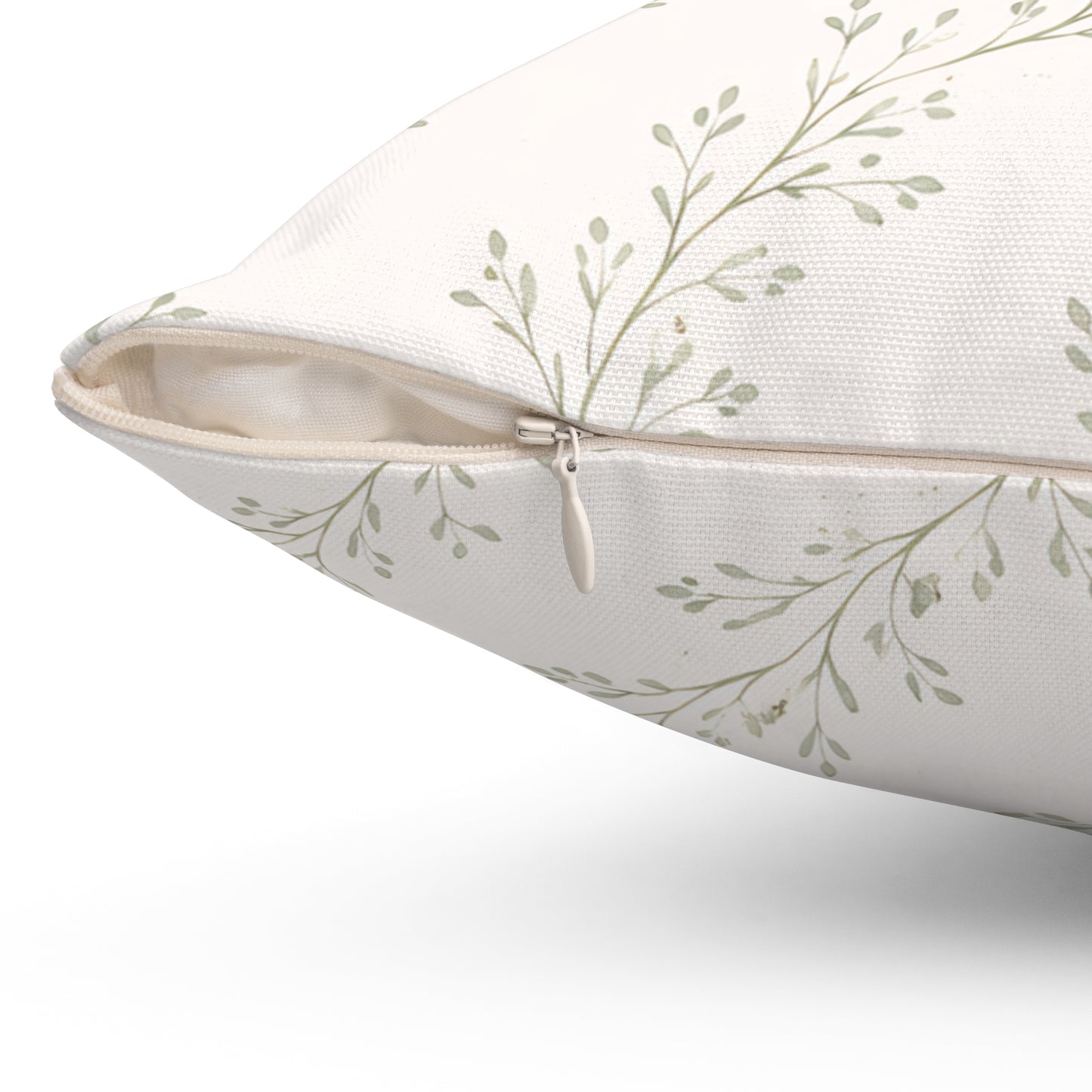 Botanical Vine Pattern Square Pillow — Neutral Minimalist Throw Cushion