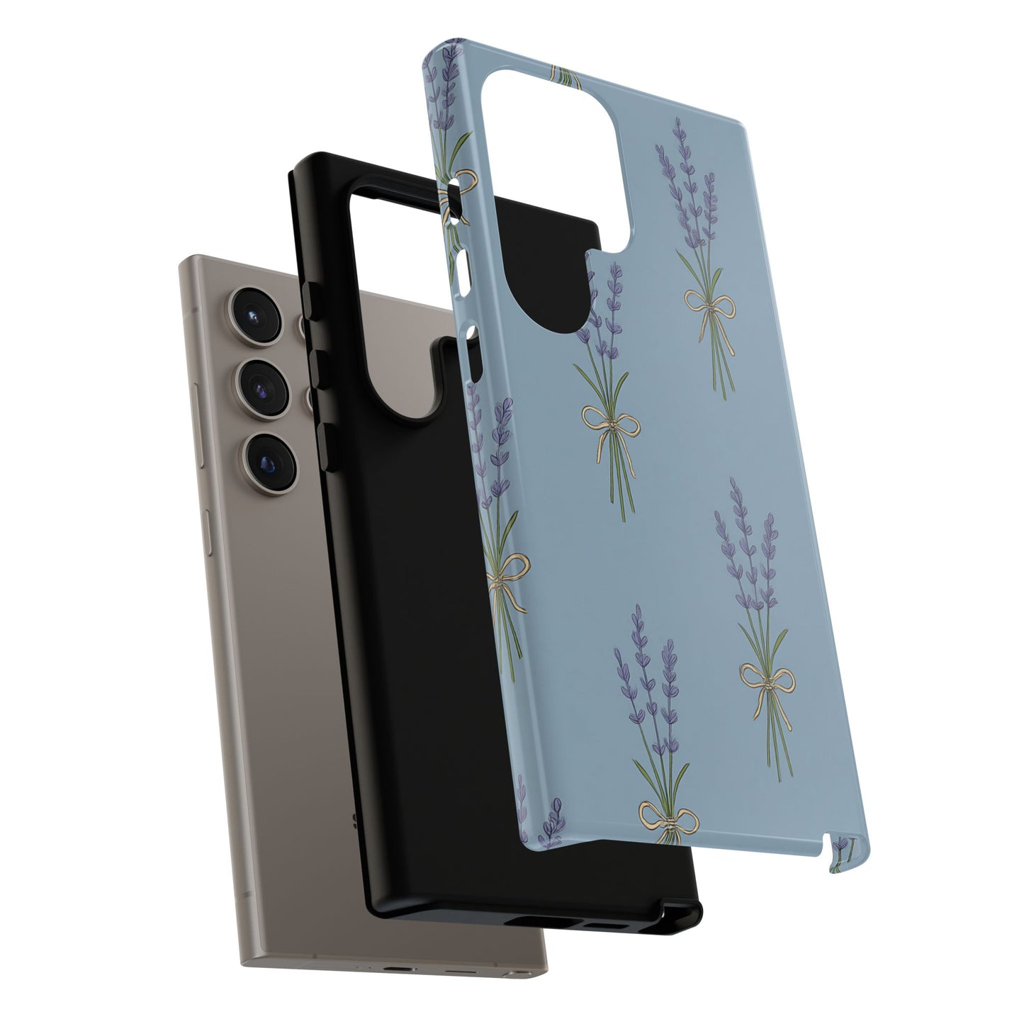 Lavender Bundle Phone Case – Blue Botanical Floral Print with 3D Wrap Design