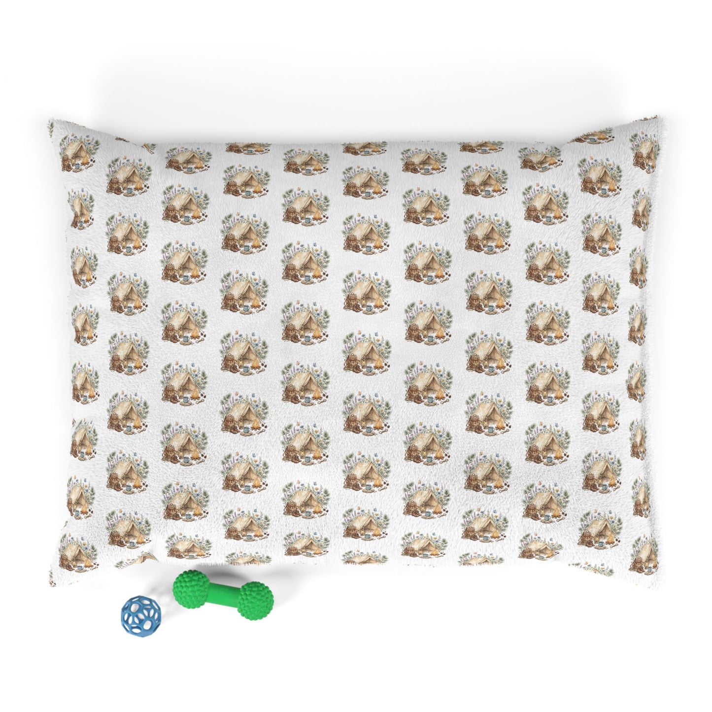 Camping Adventure Pet Bed – Outdoor Camping Pet Cushion – Rustic Woodland Pet Bed