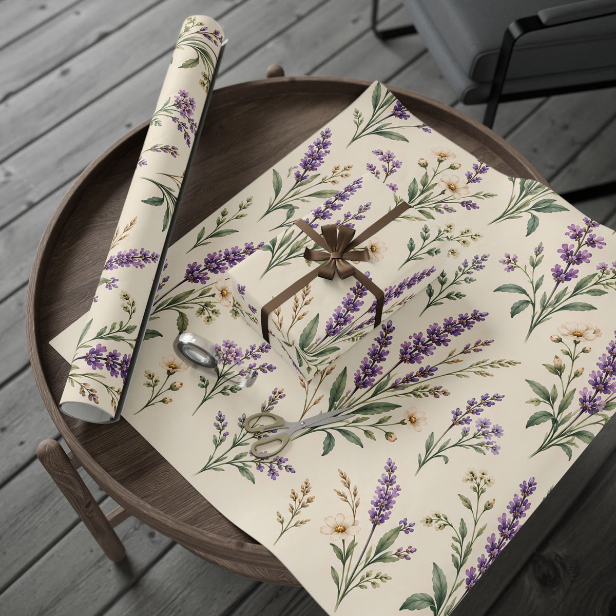 Lavender & Daisy Floral Wrapping Paper Roll — Botanical Gift Wrap for Birthdays, Weddings & Spring Celebrations