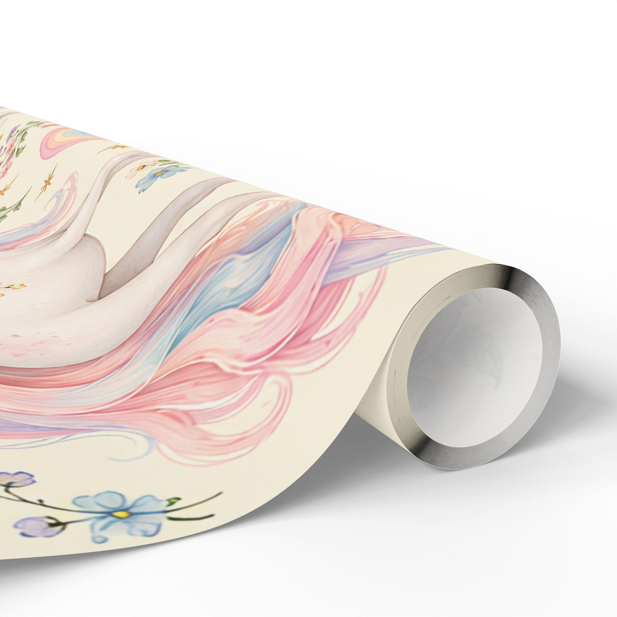 Unicorn Floral Wrapping Paper Roll — Pastel Rainbow Gift Wrap