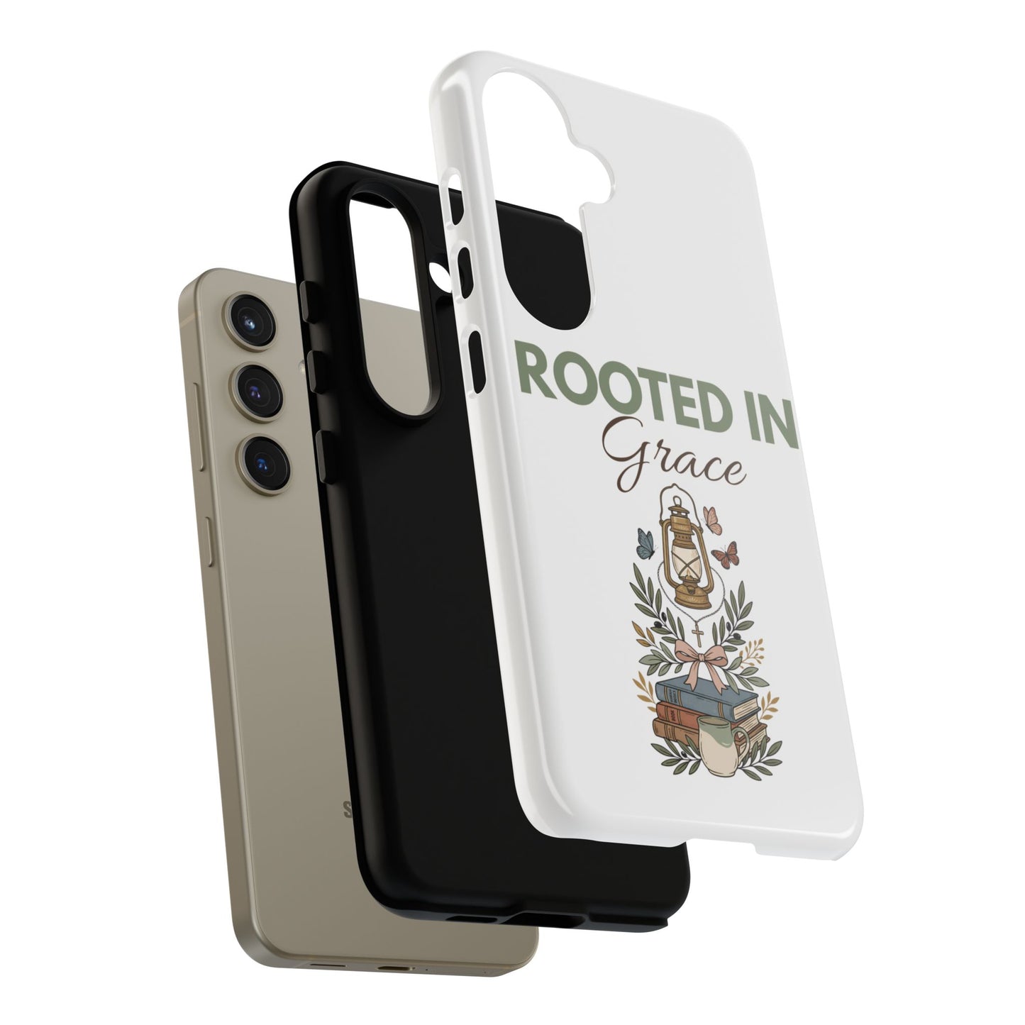 Rooted in Grace Phone Case — Floral Lantern Christian Protective Cover