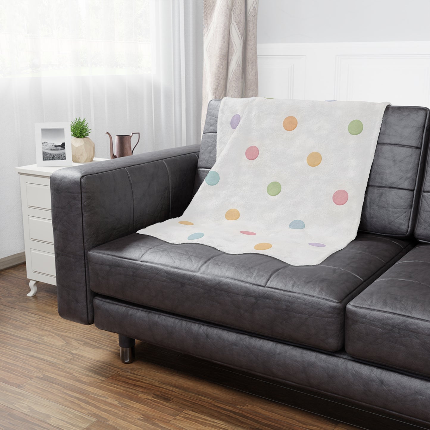 Pastel Polka Dot Minky Blanket — Soft Plush Baby Throw