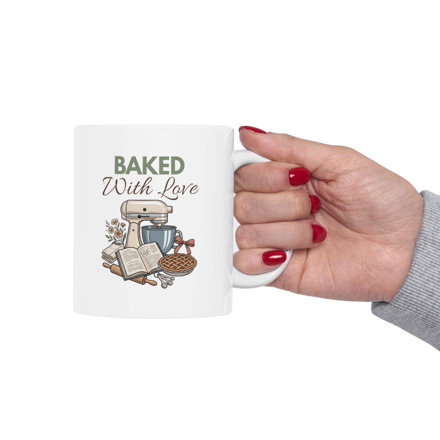 Baked With Love Ceramic Coffee Mug – Baking Lover Coffee Cup – Baker Gift – Cozy Kitchen Mug – 11oz & 15oz