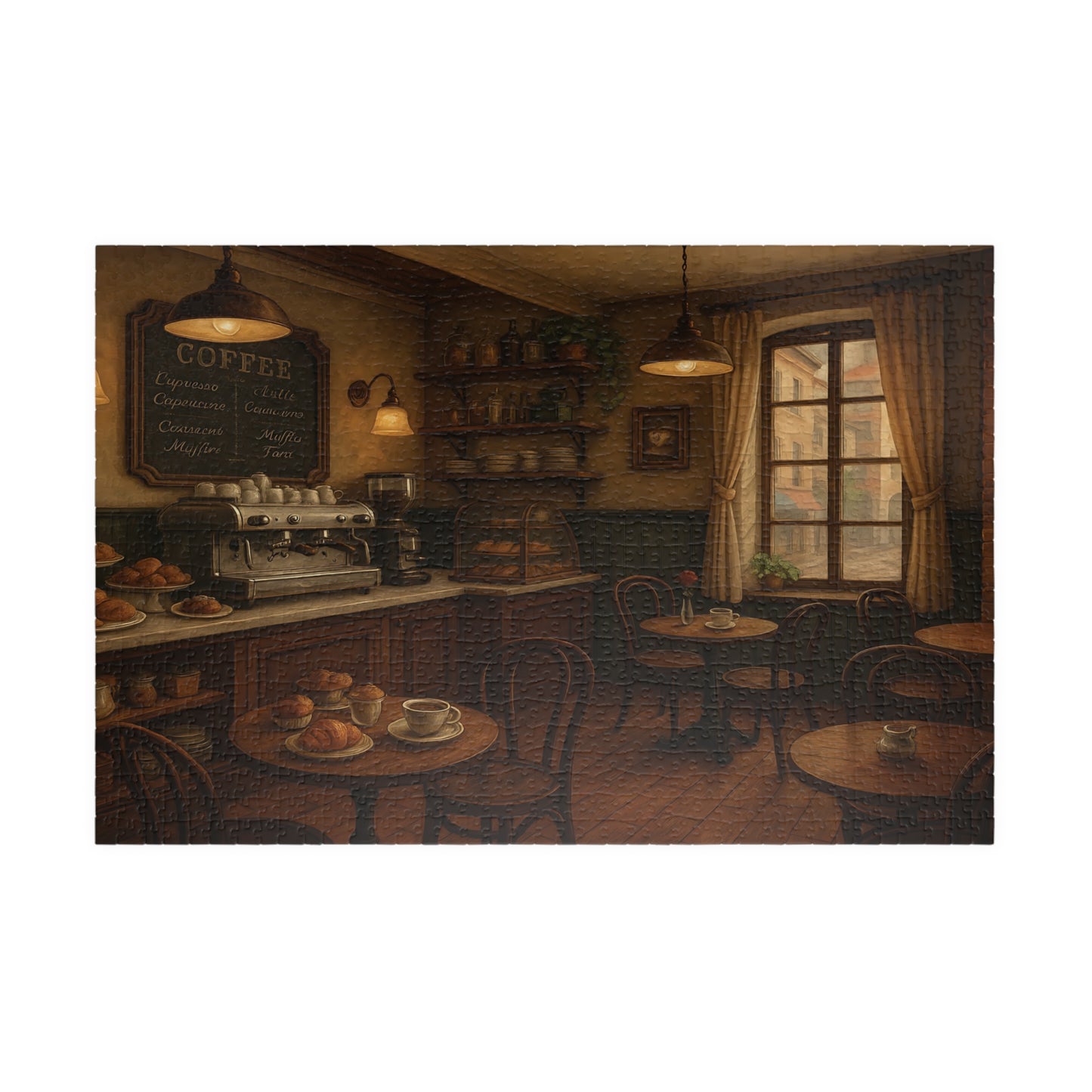 Cozy Parisian Café Jigsaw Puzzle – Coffee & Croissants