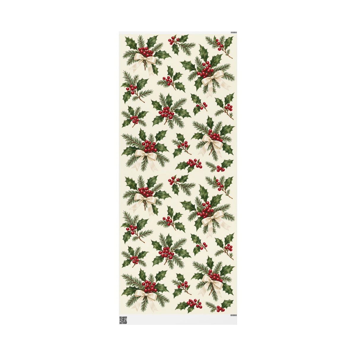 Christmas Pine & Holly Gift Wrapping Paper Roll