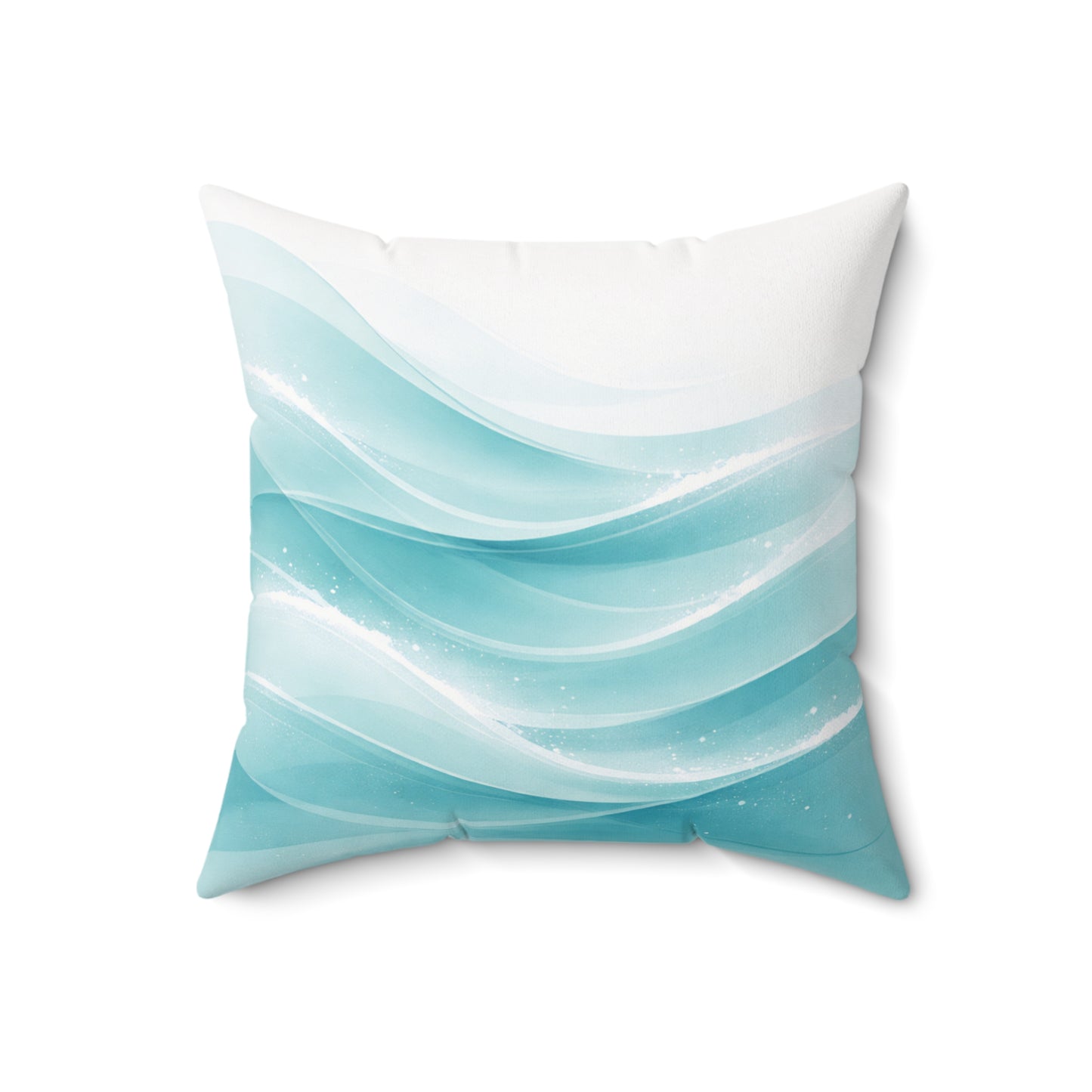 Ocean Wave Decorative Pillow — Aqua Coastal Throw Pillow