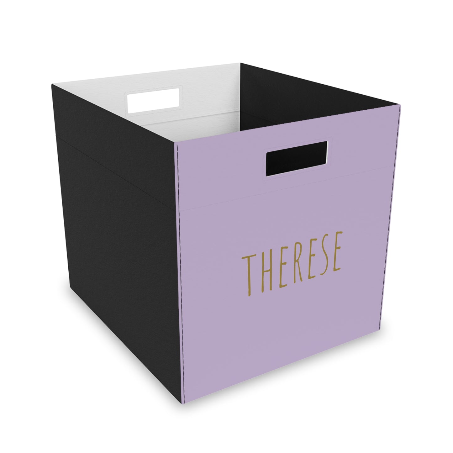 Personalized Felt Storage Box — Lavender Name Bin (e.g., "Therese")