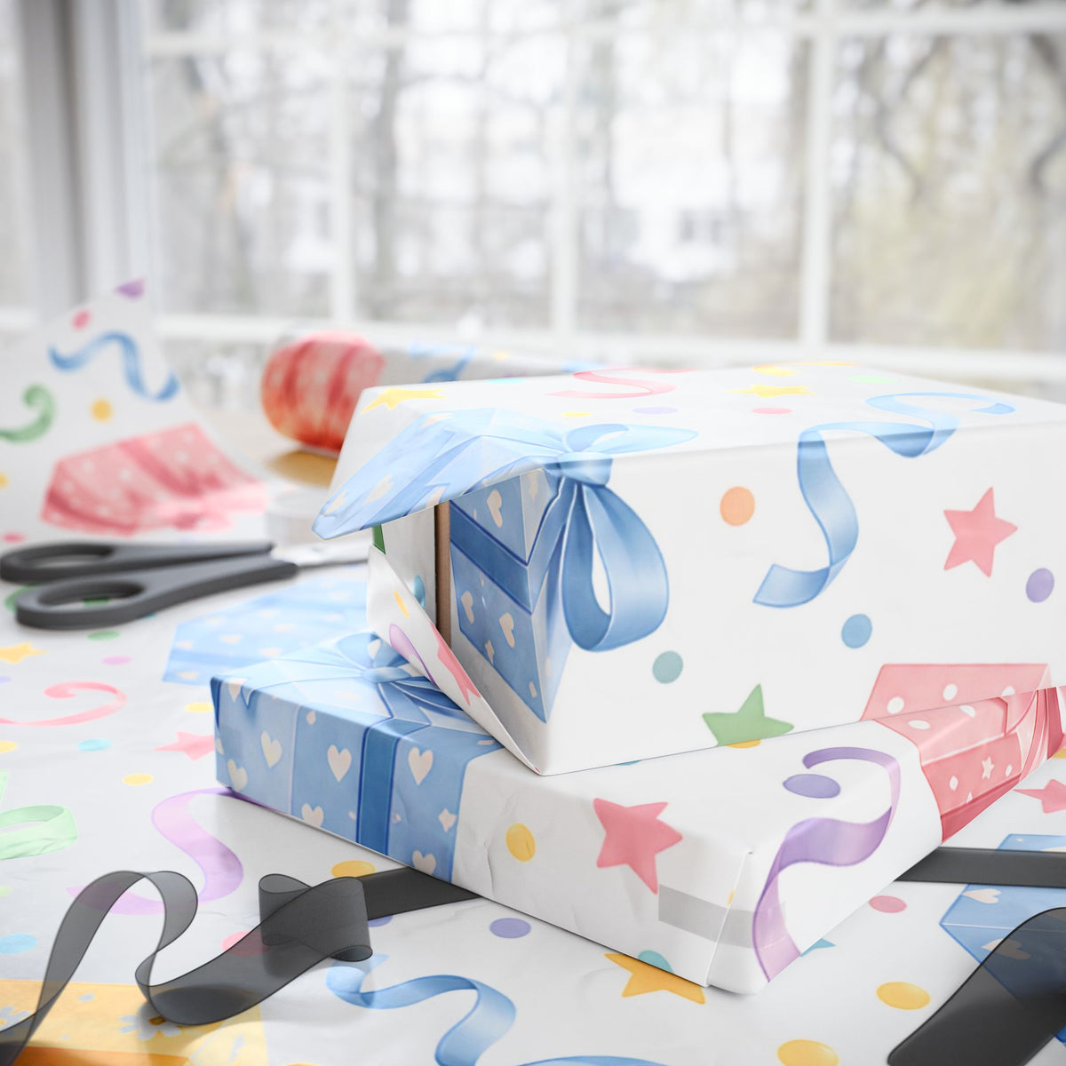 Birthday Confetti Gift Wrap — Colorful Party Wrapping Paper Roll
