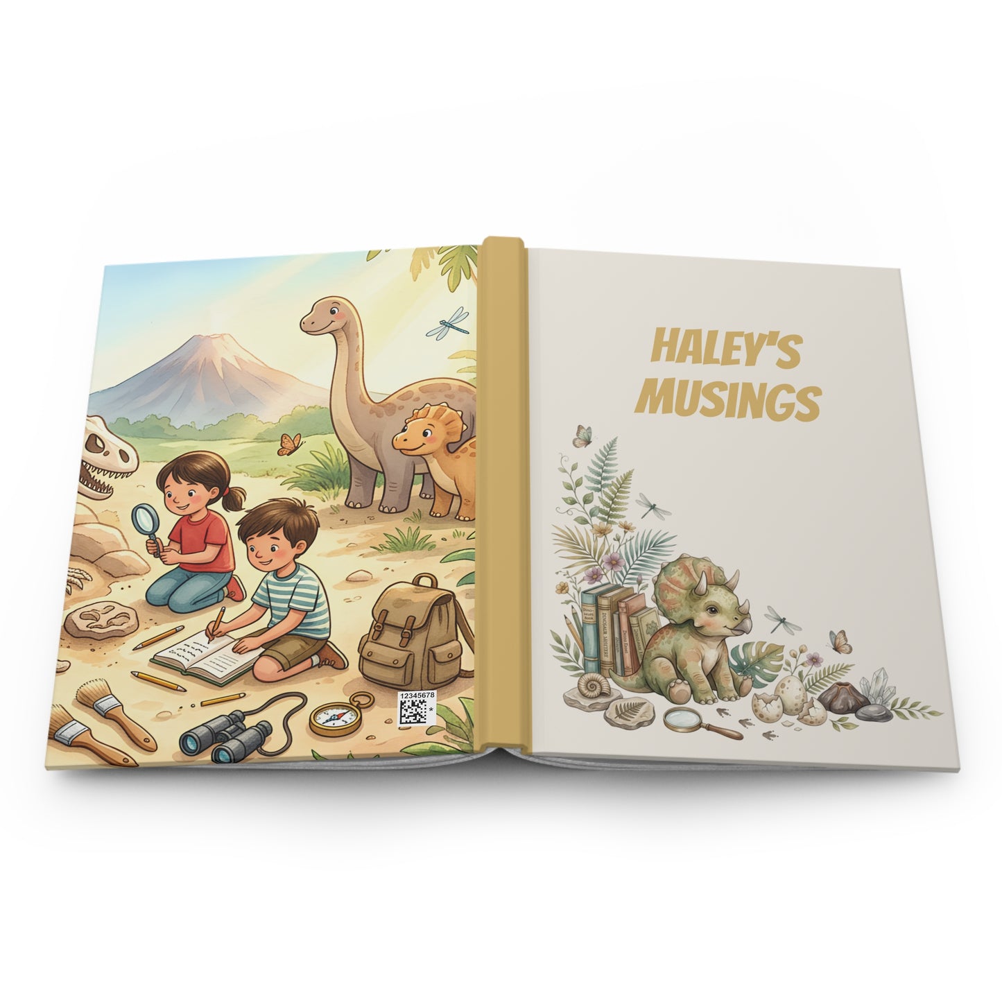 Hardcover Journal — Personalized "Haley's Musings" Nature & Dinosaur Keepsake
