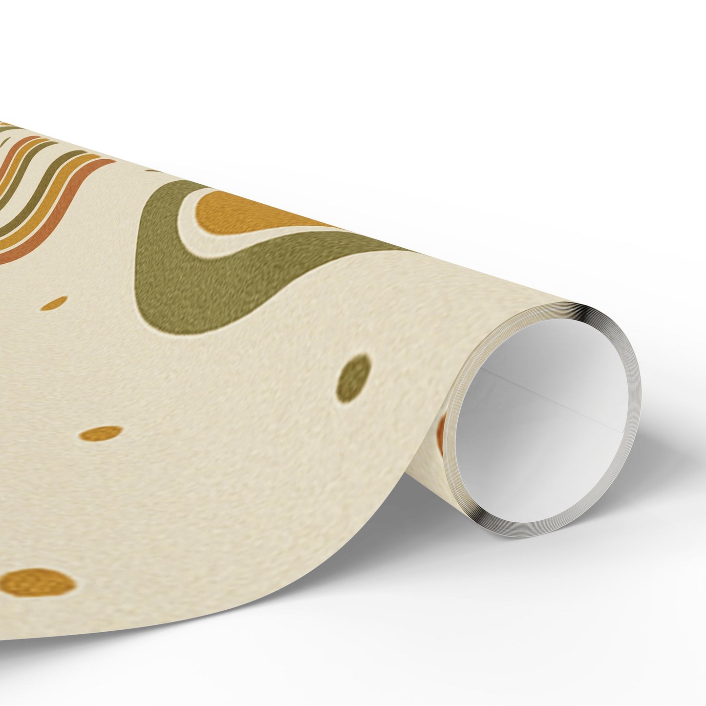 Boho Rainbow Wrapping Paper – Earth Tone Arches & Dots on Neutral Background