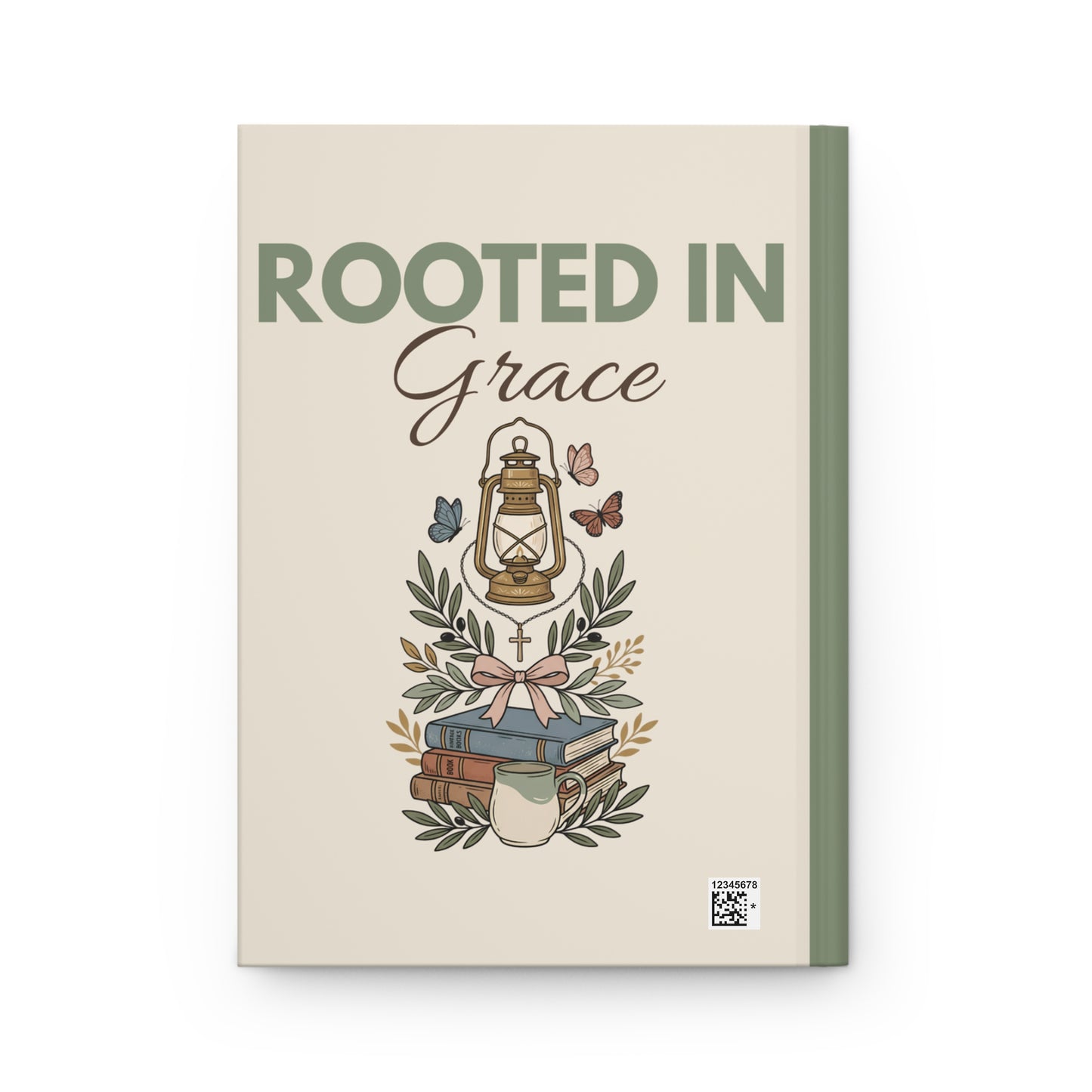 Rooted in Grace Hardcover Journal — Floral Lantern Faith Notebook