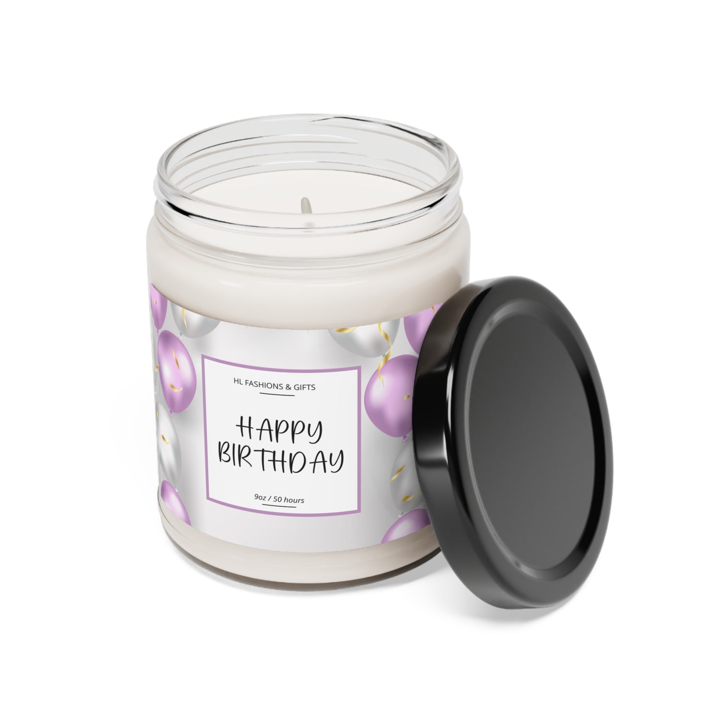 Happy Birthday Soy Candle - Purple Balloons