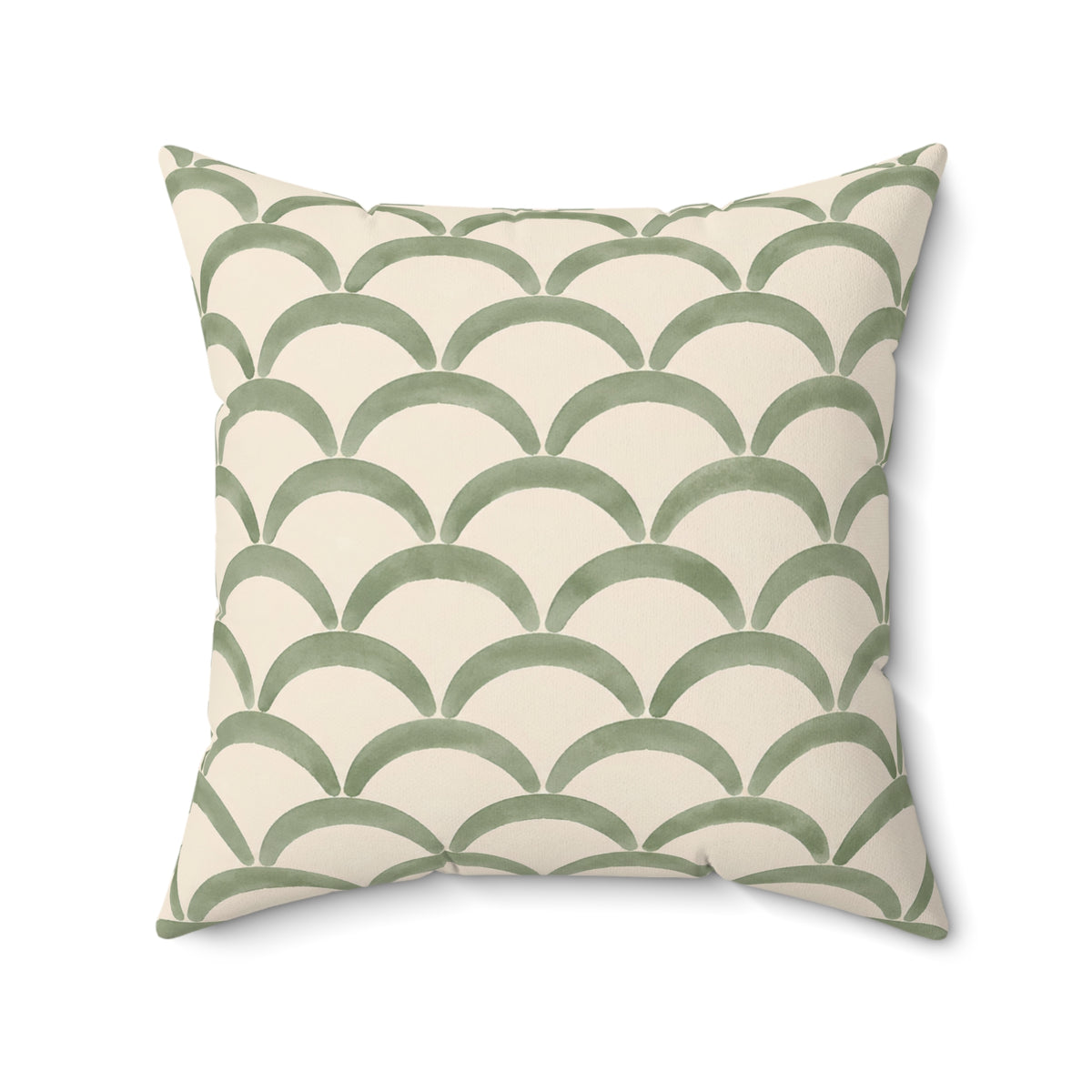 Green Scallop Pattern Decorative Pillow