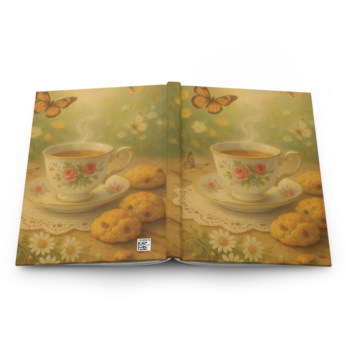 Tea & Tranquility Journal – Vintage Teacup and Butterfly Garden Hardcover Notebook