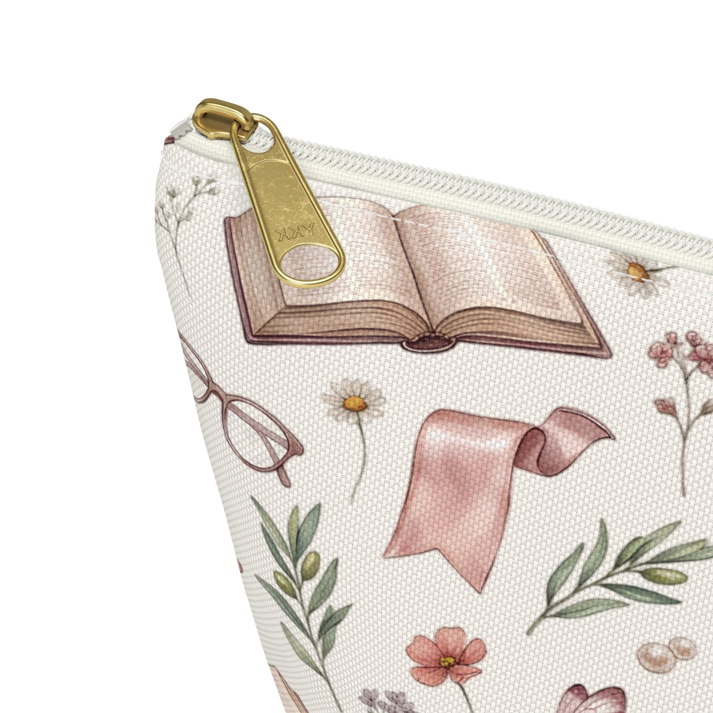 Booklover Cosmetic Pouch — Floral Reading Pattern Accessory Bag