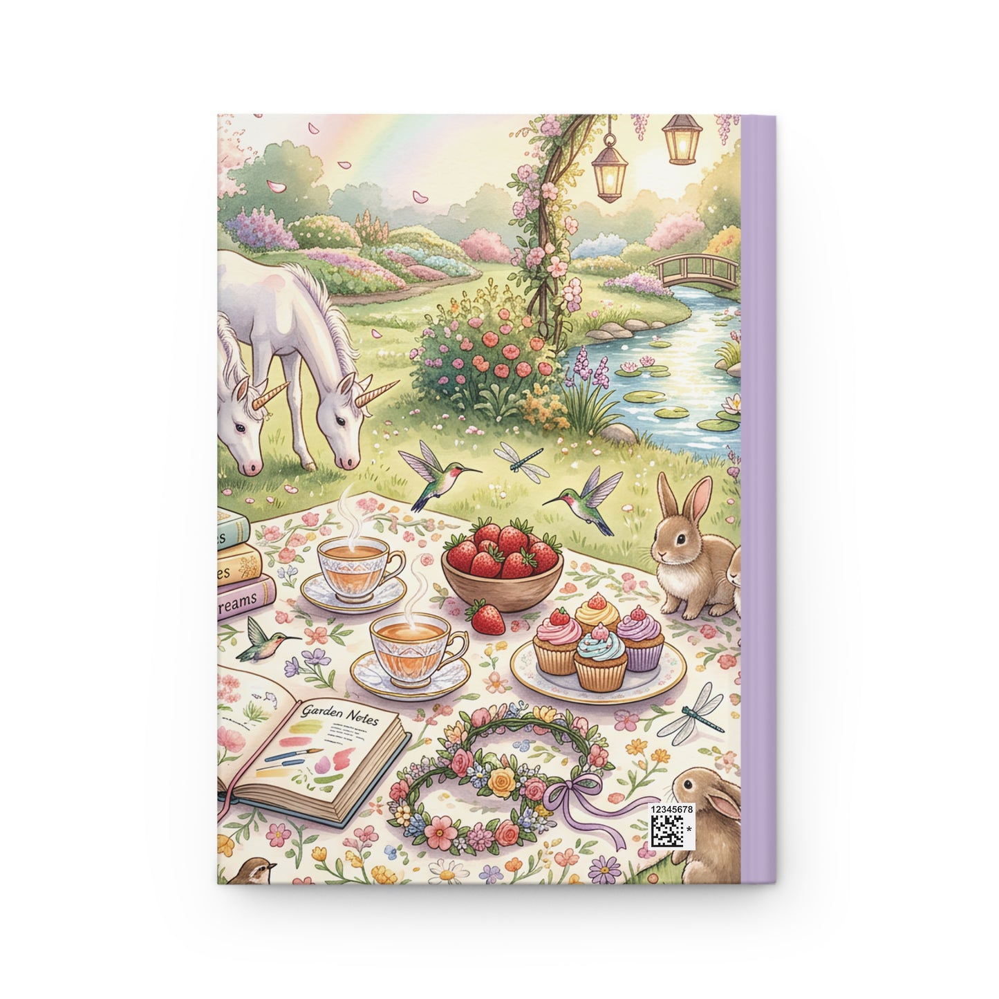 Whimsical Unicorn Tea Party Hardcover Journal — Pastel Picnic Notebook for Writing & Sketching