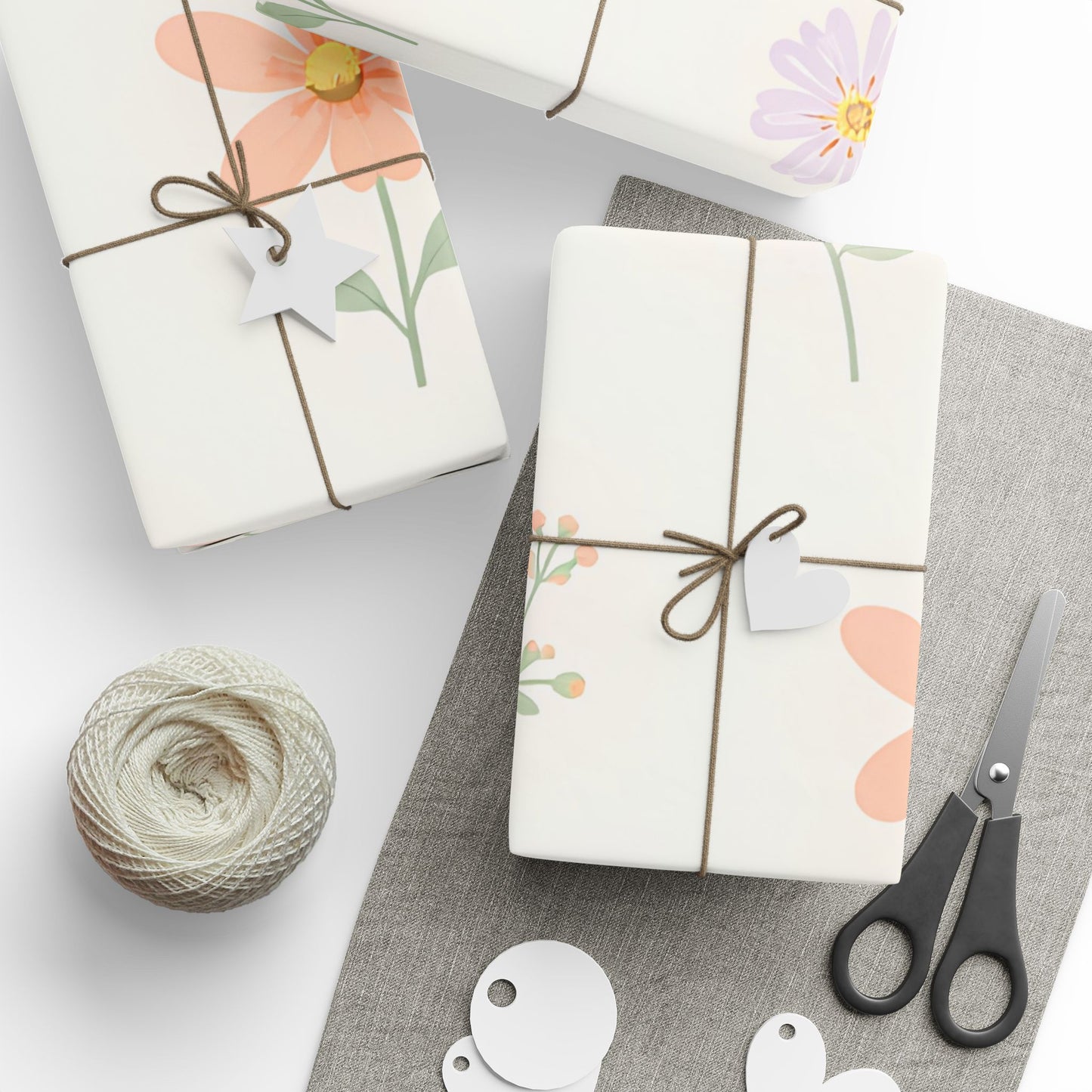Floral Autumn Leaves Wrapping Paper Roll — Delicate Fall Gift Wrap