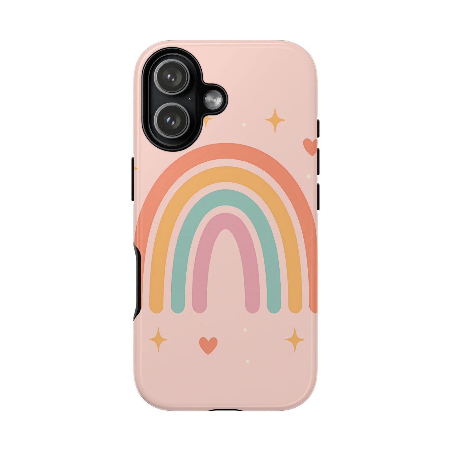Pastel Rainbow Heart Phone Case – Cute Boho Aesthetic in Soft Pink