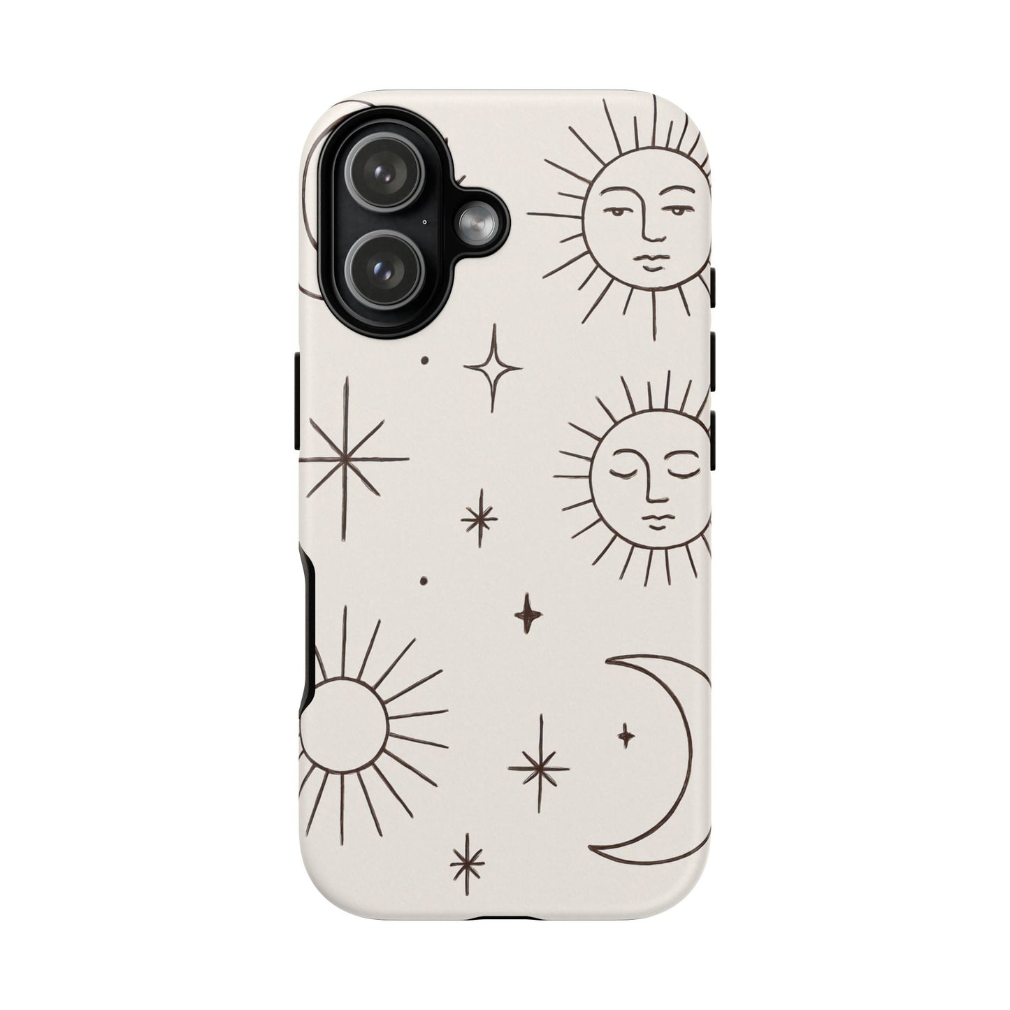 Celestial Moon & Sun Line Art iPhone Case – Minimalist Boho Cosmic Design