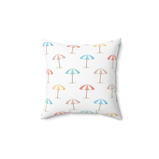 Beach Umbrella Pattern Spun Polyester Pillow — Pastel Tropical Throw Pillow
