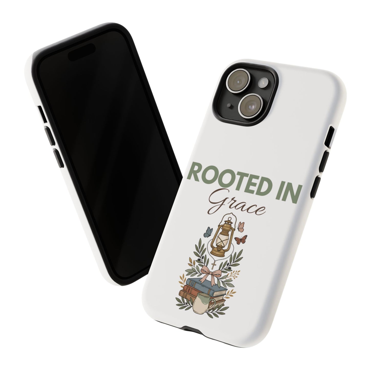Rooted in Grace Phone Case — Floral Lantern Christian Protective Cover
