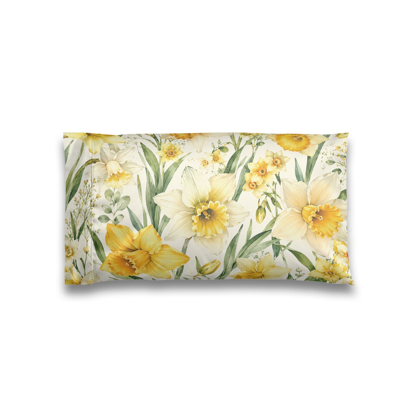 Satin Pillowcase — Yellow Daffodil Floral Silk-Feel Pillowcase