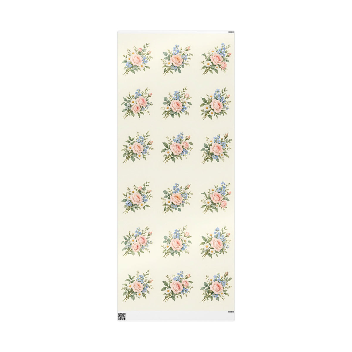 Floral Vintage Wrapping Paper Roll — Soft Cream Peony & Wildflower Gift Wrap