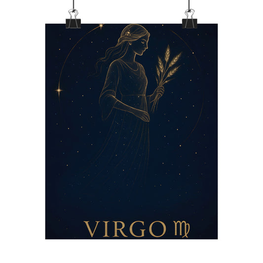 Virgo Zodiac Constellation Matte Poster – Celestial Maiden Astrology Wall Art Print (Multiple Sizes)