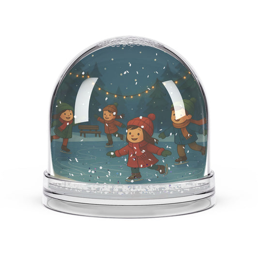 Ice Skating Winter Wonderland Snow Globe – Holiday Decor with Two-Sided Print