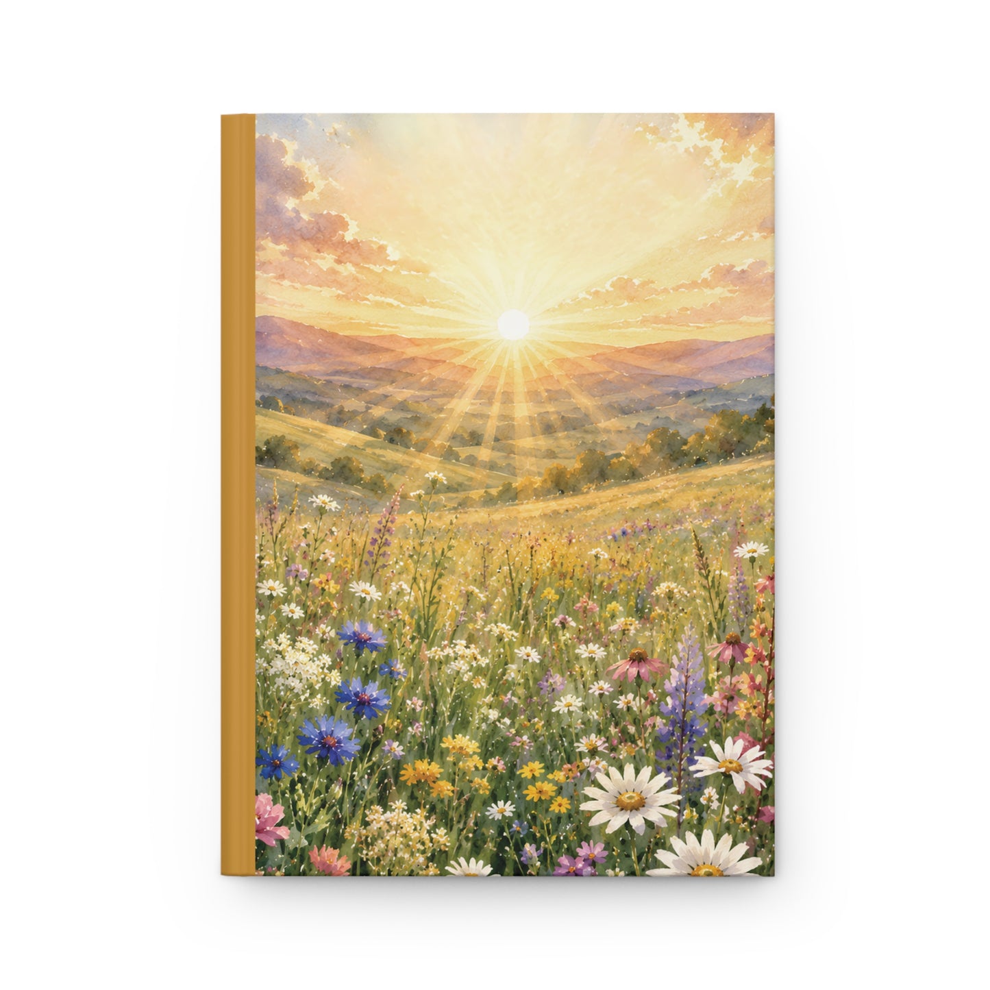 Sunrise Wildflower Hardcover Journal — Floral Meadow Gratitude Notebook