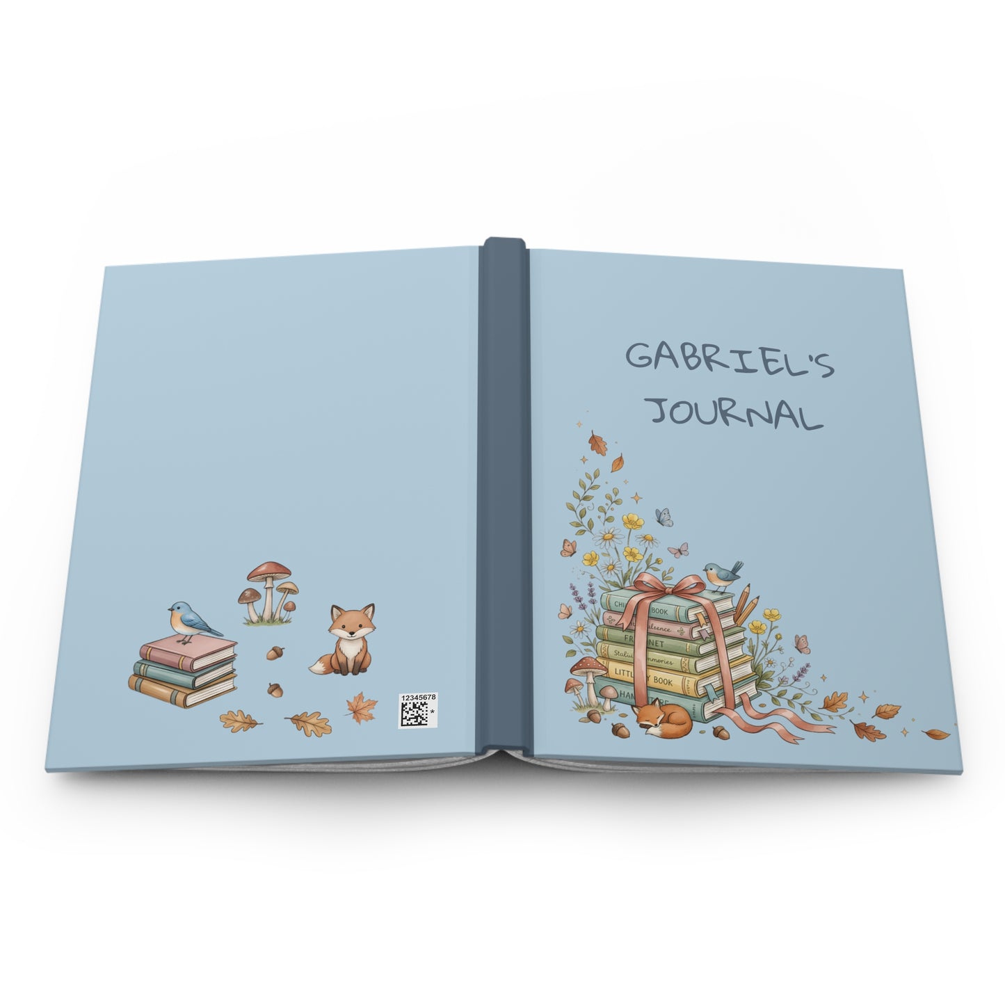 Personalized Hardcover Journal — 'Gabriel's Journal' Woodland Book-Lover Notebook