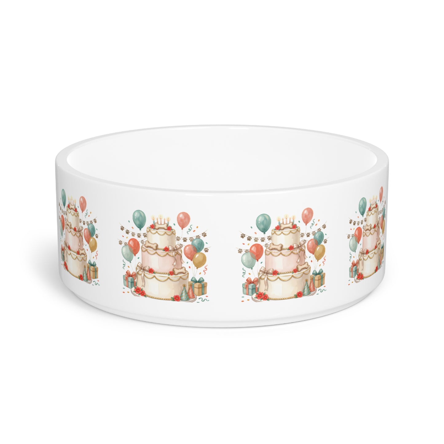 Pet Bowl — Birthday Cake Party Design Ceramic Dog & Cat Food Bowl