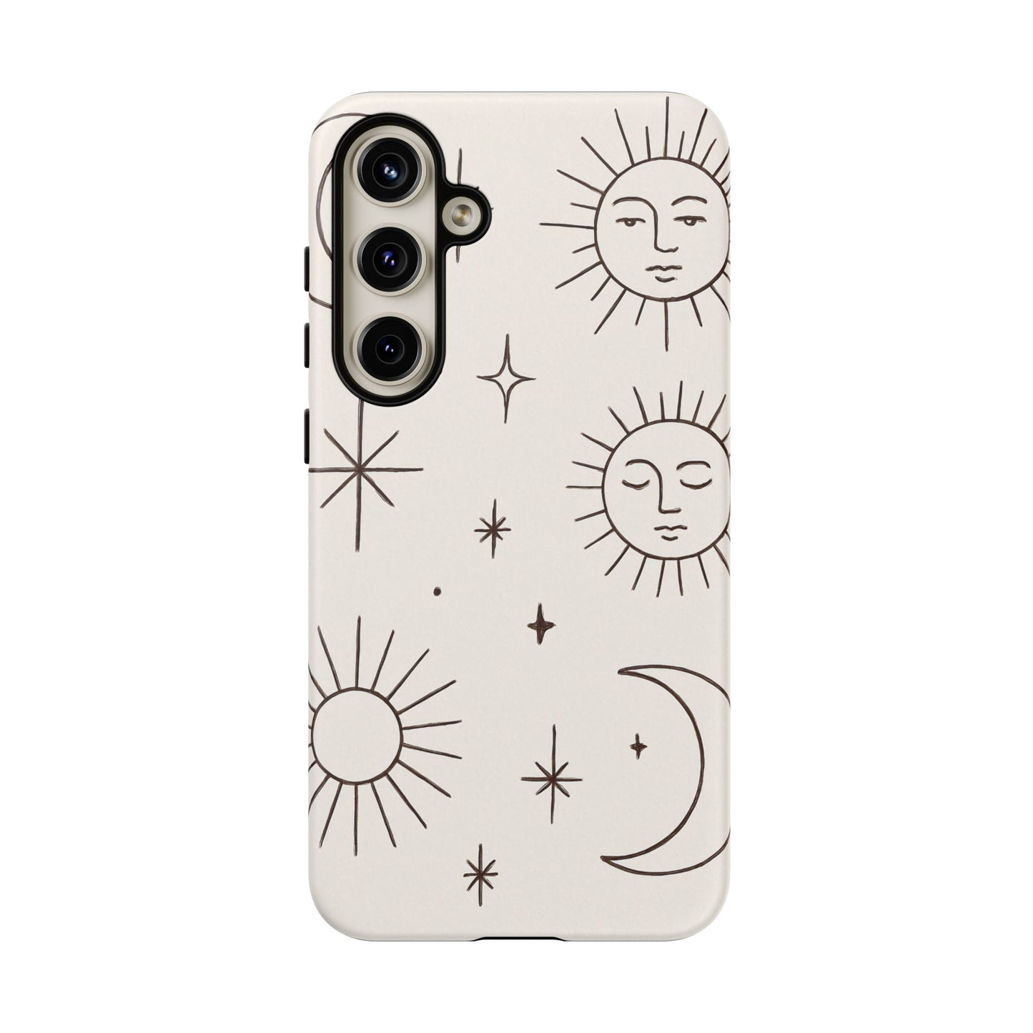 Celestial Moon & Sun Line Art iPhone Case – Minimalist Boho Cosmic Design