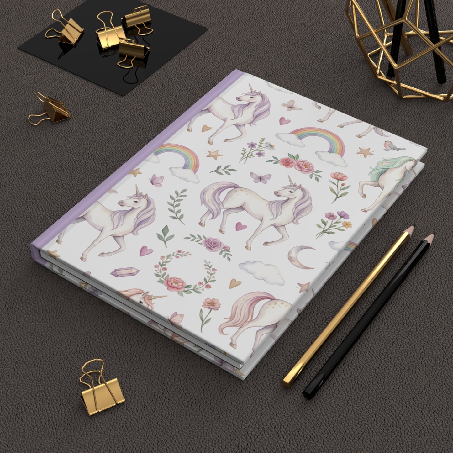 Unicorn Floral Hardcover Journal — Rainbow Magic Notebook