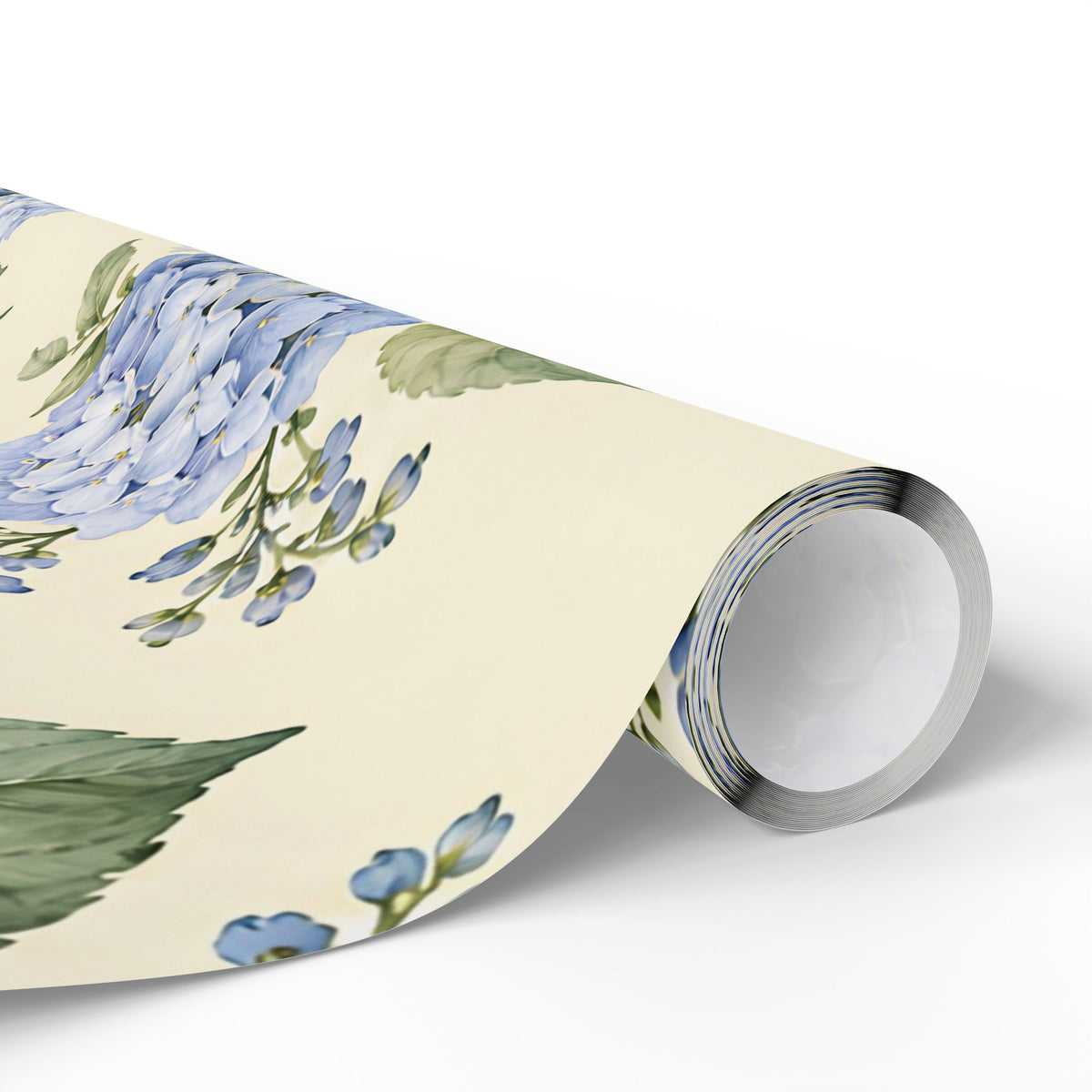 Floral Hydrangea Wrapping Paper Roll — Blue Vintage Flower Gift Wrap