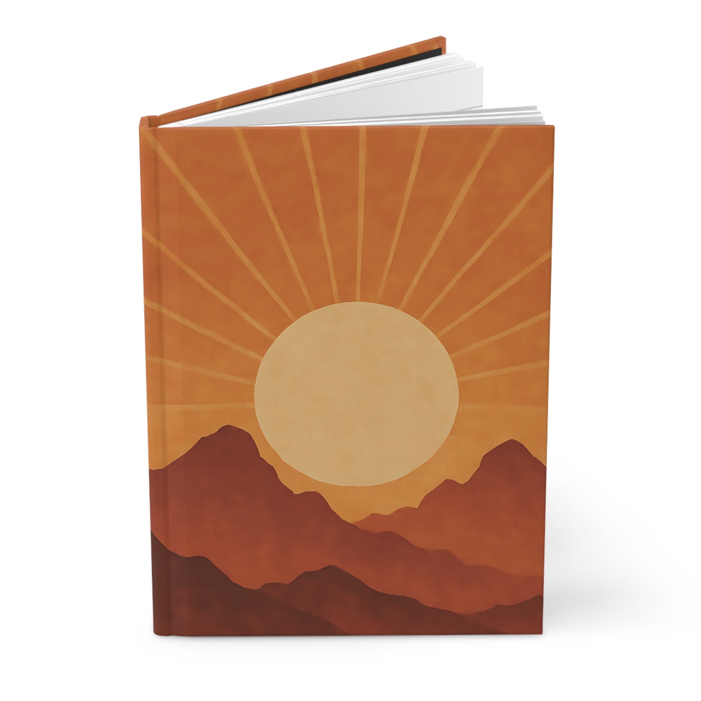 Desert Sunrise Hardcover Journal – Warm Earth Tones & Retro Mountain Design