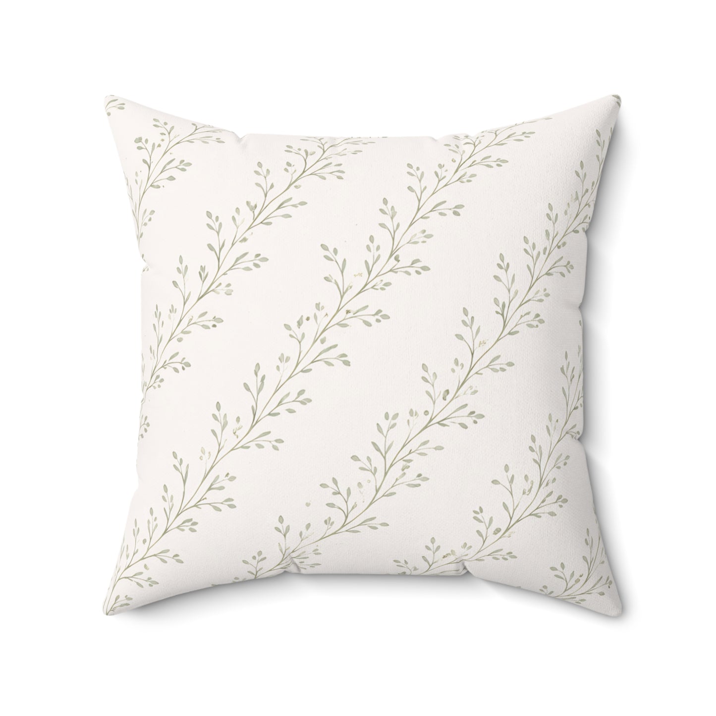 Botanical Vine Pattern Square Pillow — Neutral Minimalist Throw Cushion