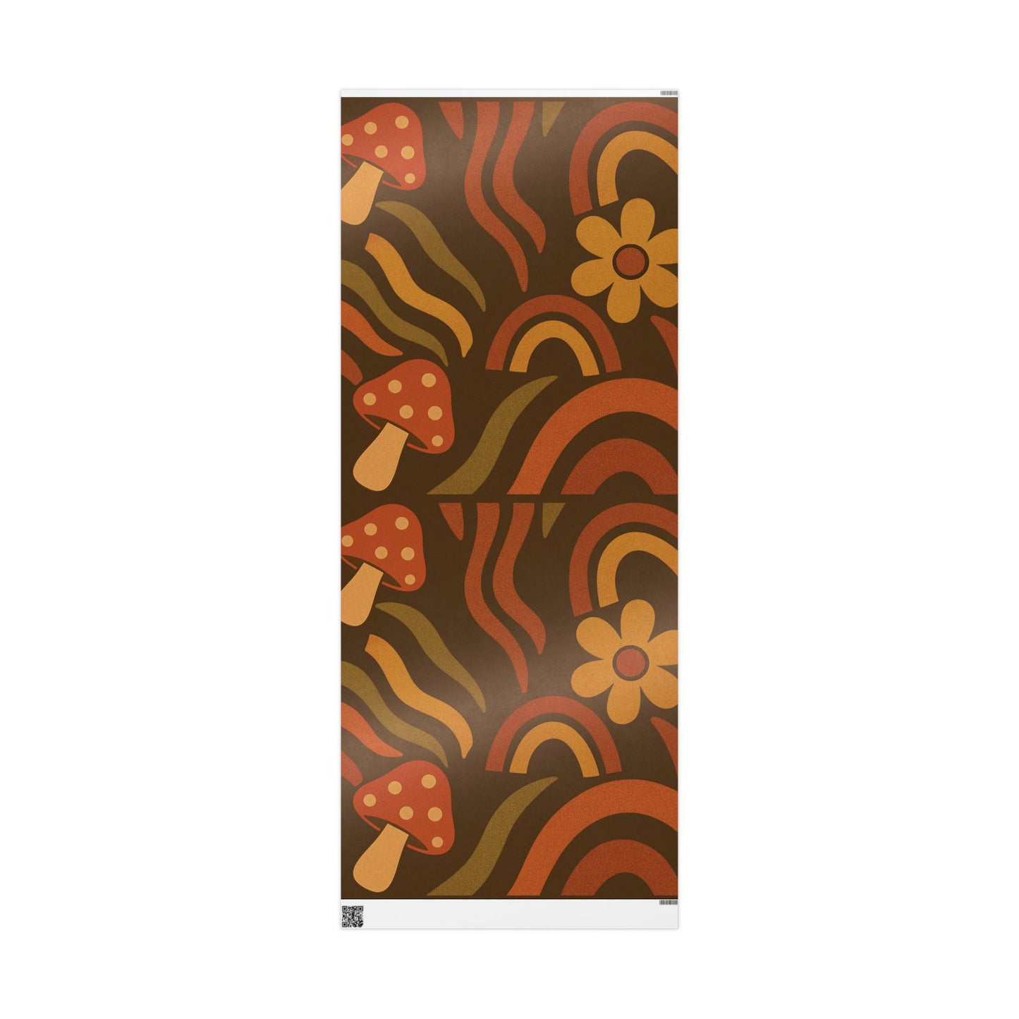 Groovy Retro Mushrooms & Flowers Wrapping Paper – 70s Style Earth Tone Gift Wrap