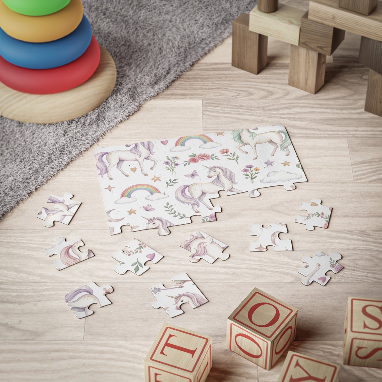 Unicorn Rainbow Kids Puzzle — 30-Piece Toddler Jigsaw for Preschool Playtime