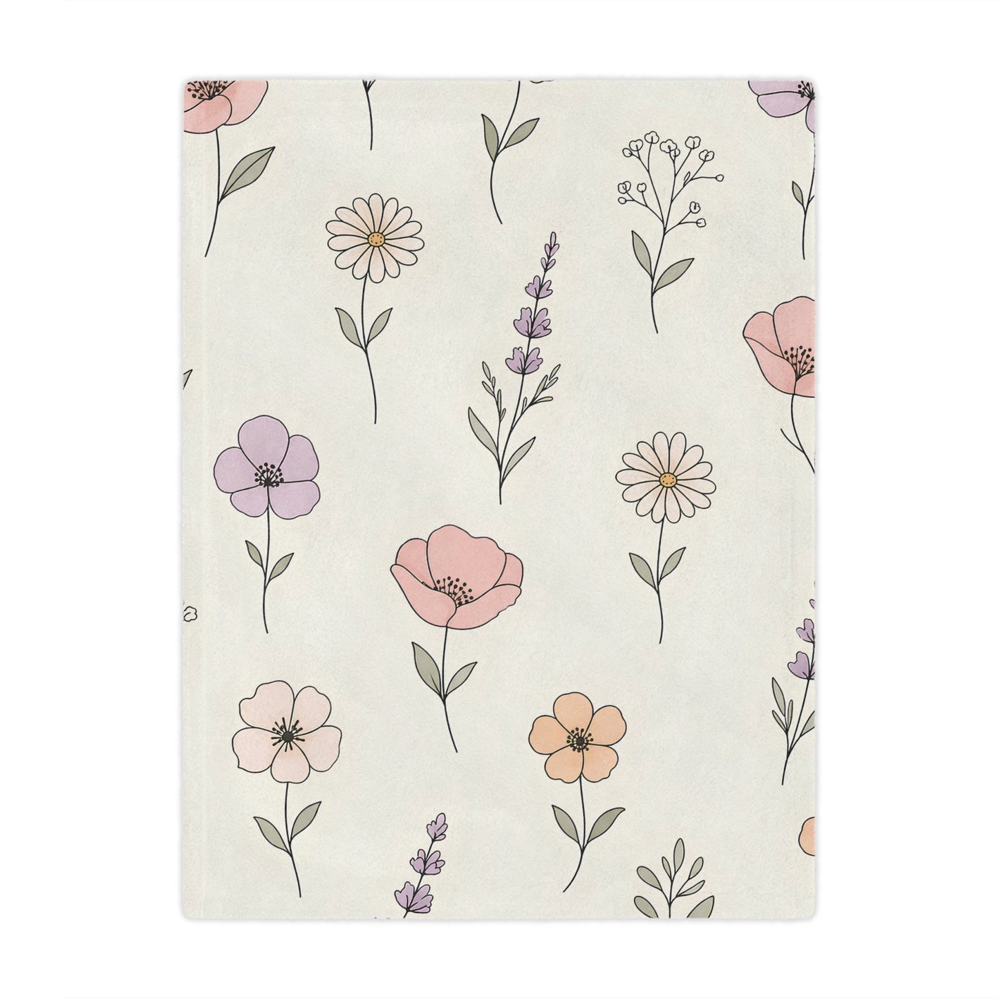 Floral Meadow Minky Blanket – Soft Pastel Wildflower Throw