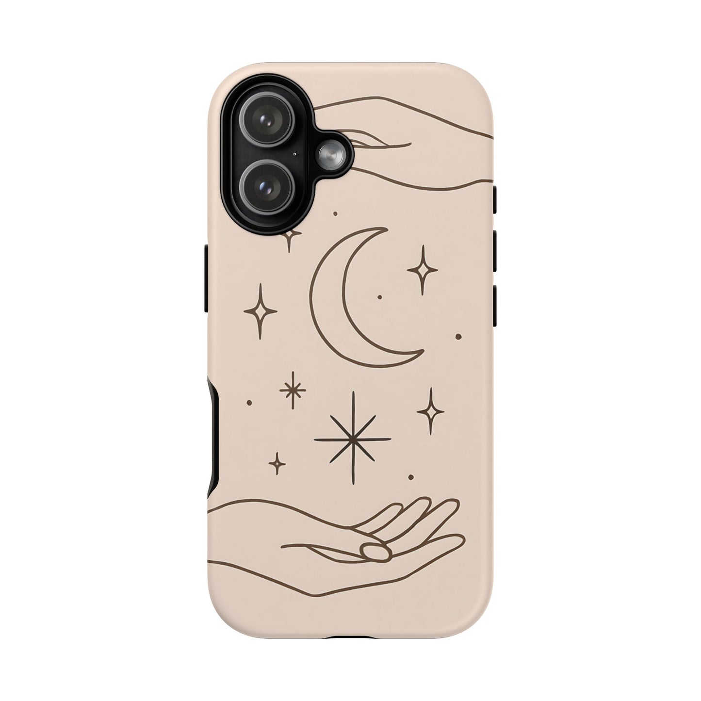 Mystic Minimalist Hands & Moon Phone Case – Celestial Line Art Design