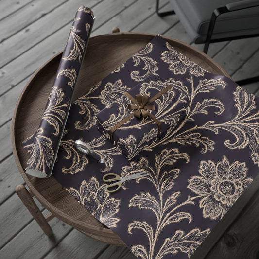 Elegant Floral Damask Wrapping Paper – Luxe Vintage-Inspired Gift Wrap in Glossy or Matte