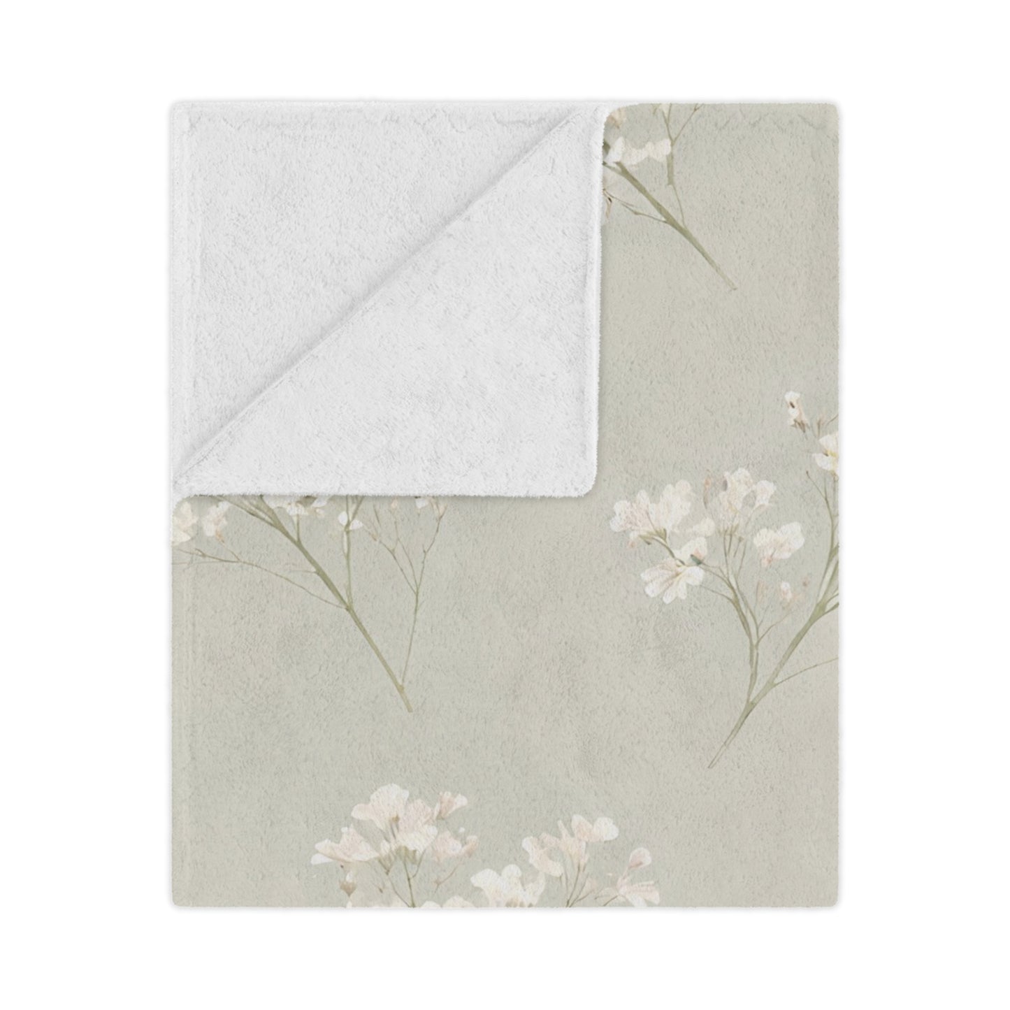 Floral Minky Blanket — Soft Neutral Baby’s Breath Throw for Nursery, Gift, & Cozy Home Decor