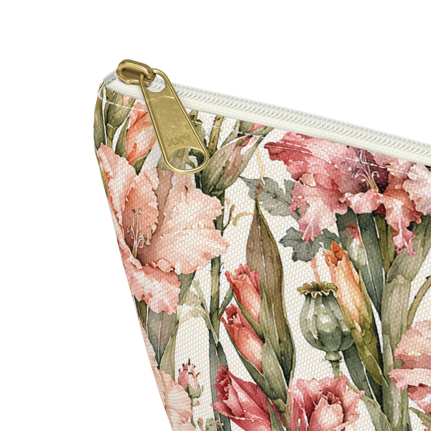 Floral Gladiolus Accessory Pouch — Botanical Makeup Bag