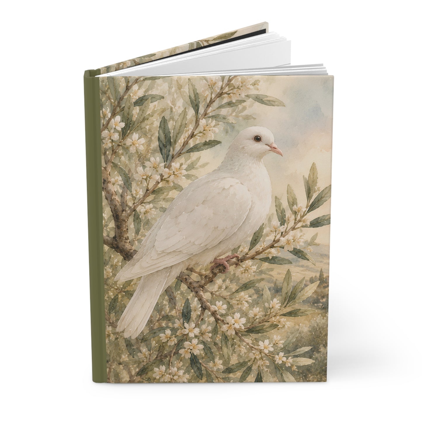White Dove Hardcover Journal — Vintage Floral Peace Notebook