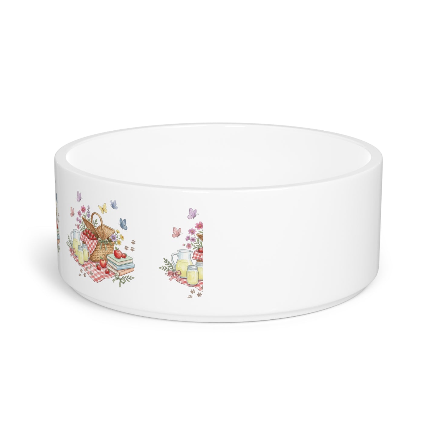 Picnic Basket Pet Bowl — Whimsical Floral Picnic Design for Dogs & Cats