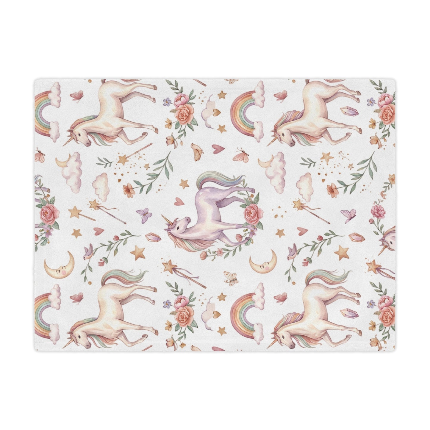 Unicorn Rainbow Minky Blanket – Soft Pastel Fantasy Throw for Kids & Nursery