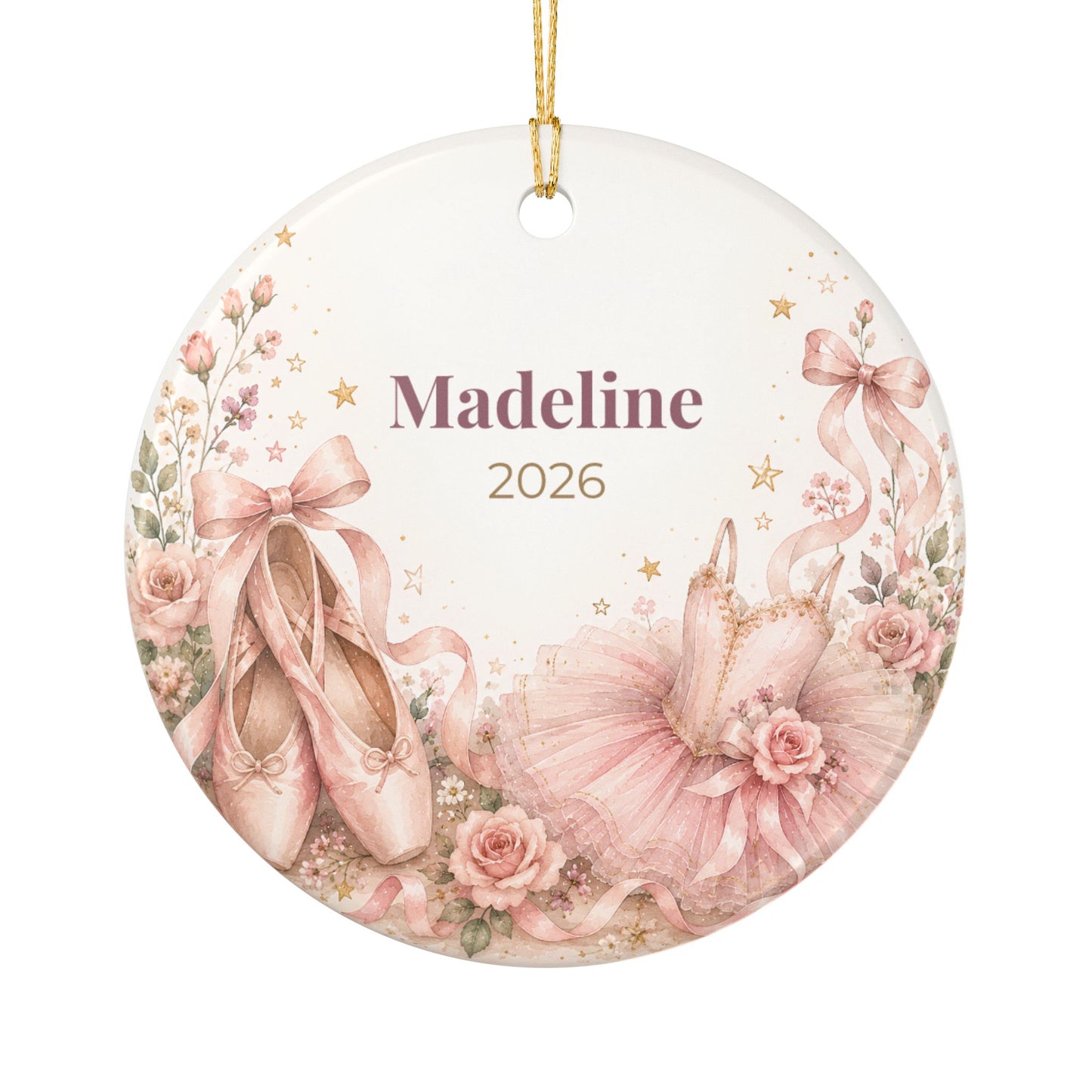 Personalized Ballet Ornament – Custom Name & Year Ceramic Decoration
